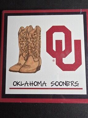 New- Oklahoma Sooners Four-Pack 4" Drink Coaster Set Ceramic Cowboy Boots